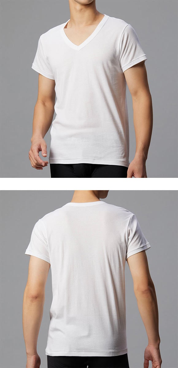 ブロス バイ ワコールメン メンズシャツ 2枚組 半袖 3分袖 V首 綿100％ インナー ML2L 大きいサイズ BROS by WACOAL MEN