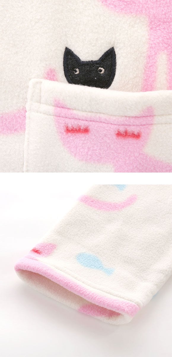 ワコール マタノアツコ フリース 長袖 パジャマ 上下セット ルームウェア あったか ねこ Wacoal ATSUKO MATANO