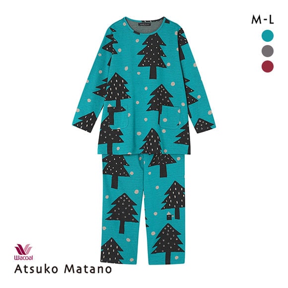 ワコール Wacoal マタノアツコ ATSUKO MATANO 長袖 大きな木 パジャマ 上下セット ルームウェア 綿100％