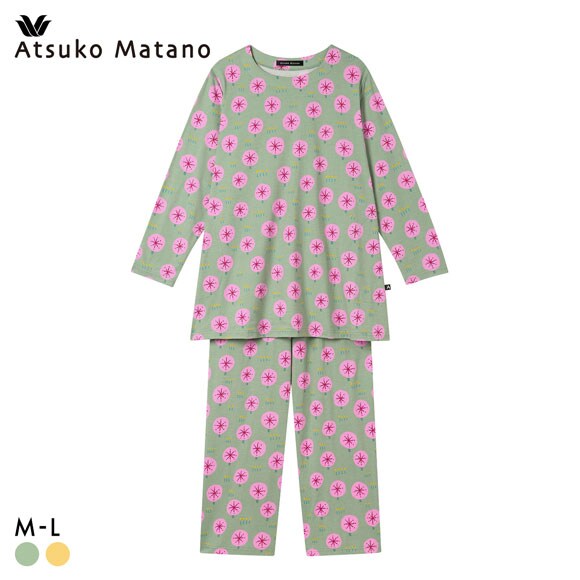 ワコール マタノアツコ ルームウェア 長袖パジャマ 上下セット 大きな木 ゆったり 綿100％ Wacoal ATSUKO MATANO