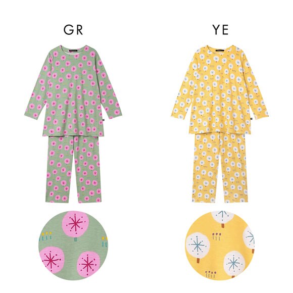 ワコール マタノアツコ ルームウェア 長袖パジャマ 上下セット 大きな木 ゆったり 綿100％ Wacoal ATSUKO MATANO