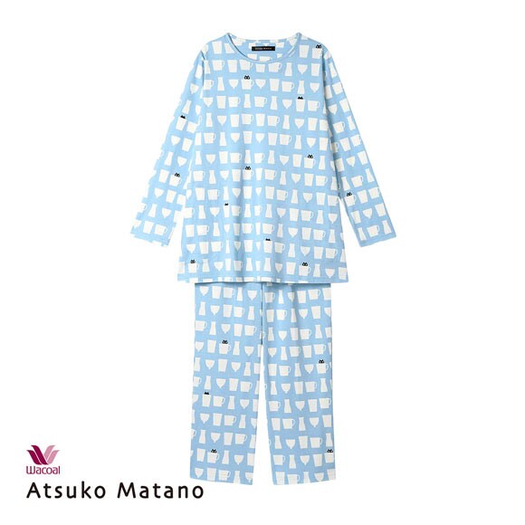 ワコール マタノアツコ ルームウェア 長袖パジャマ 上下セット MEME ねこ 綿100％ Wacoal ATSUKO MATANO