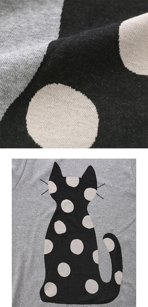 ワコール マタノアツコ 猫とドット 長袖 パジャマ 上下セット ルームウェア 綿100％ Wacoal ATSUKO MATANO