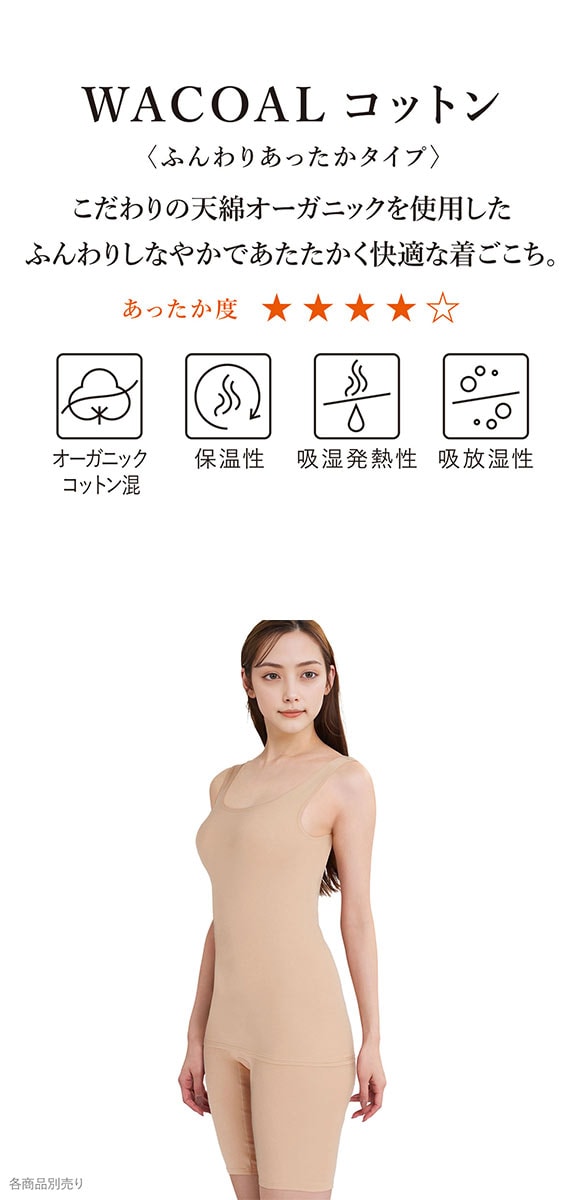 ワコール WACOALコットン ふんわりあったかタイプ ひざ上丈 ボトムス LL インナー 保温 Wacoal