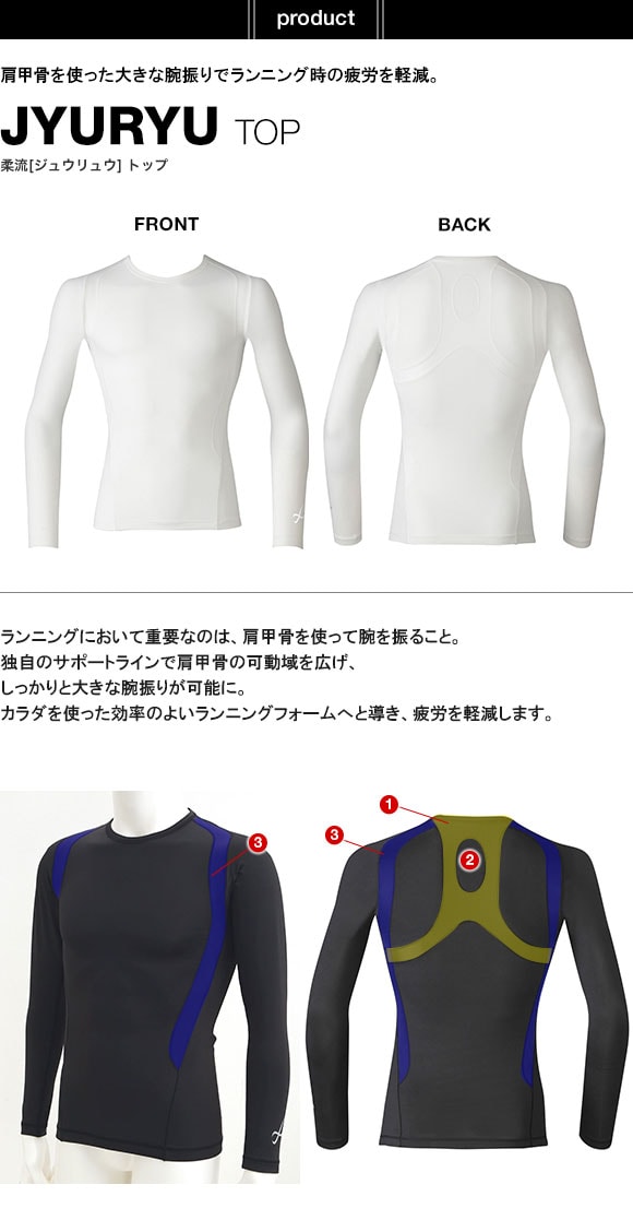 シーダブリューエックス CW-X Mens JAO010 JYURYU 柔流 ジュウリュウ トップ ML ラウンドネック 長袖 スポーツ