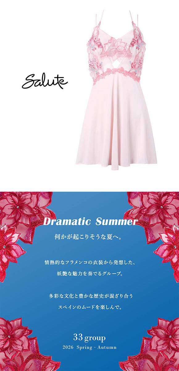 ワコール サルート 33グループ 33G ランジェリードレス LL セットアップ ブラレット スリップ Wacoal Salute NTJ233 26SSフェア