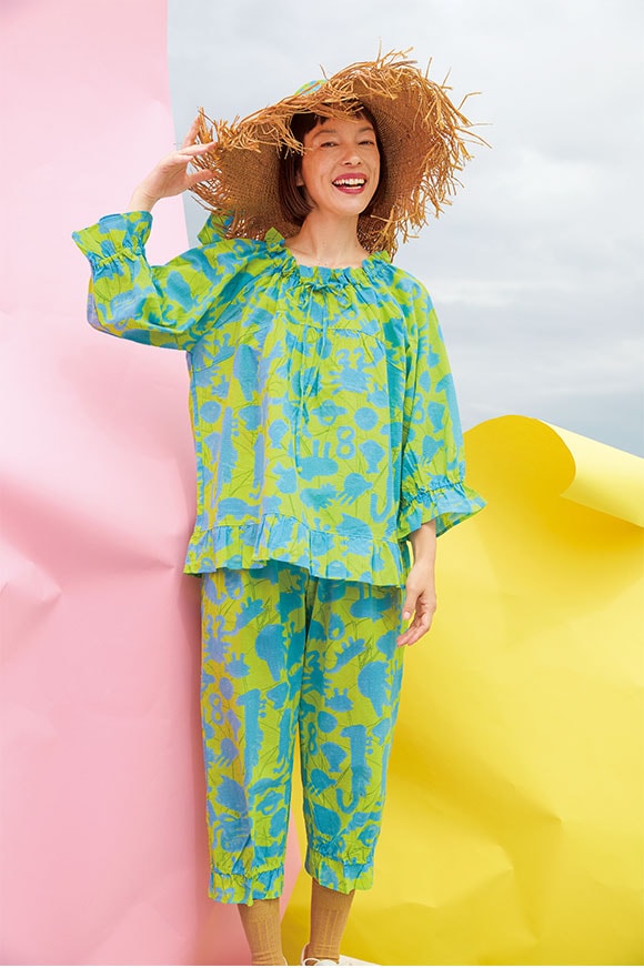 ワコール ツモリチサト 冒険の旅 パジャマ 上下セット 8分袖 8分丈 綿100％ Wacoal tsumori chisato SLEEP