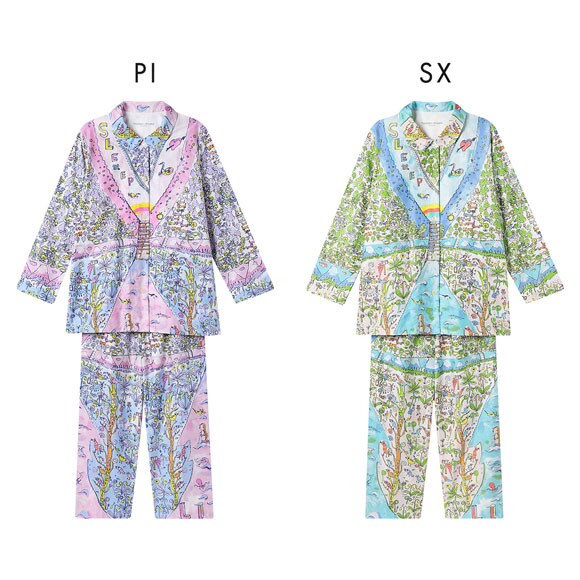 ワコール ツモリチサト 冒険の旅 長袖 シャツパジャマ 上下セット ルームウェア サテン 綿100％ Wacoal tsumori chisato SLEEP