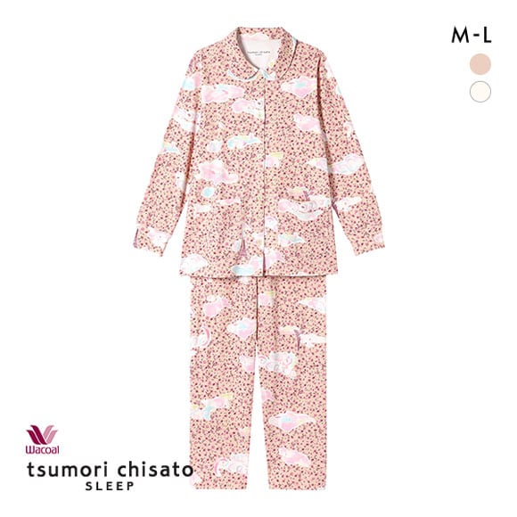 ワコール Wacoal ツモリチサト tsumori chisato SLEEP パリへの旅 上下セット ルームウェア パジャマ 長袖 前開き 綿100％