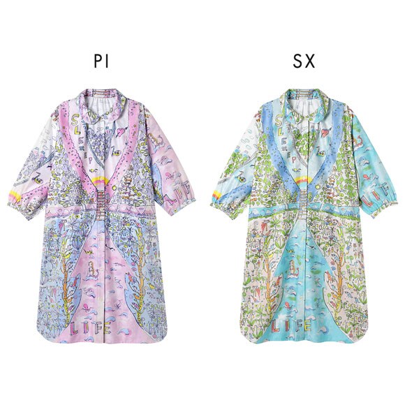 ワコール ツモリチサト 冒険の旅 ワンピース ルームウェア 長袖 パジャマ サテン 綿100％ Wacoal tsumori chisato SLEEP