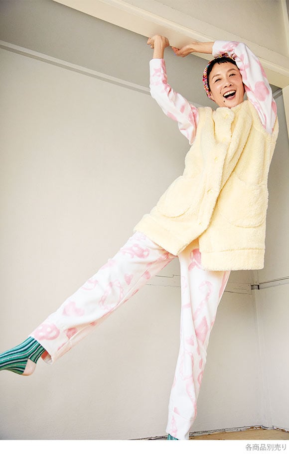 ワコール ツモリチサト ベスト フリース ミディロング丈 ネコ Wacoal tsumori chisato SLEEP