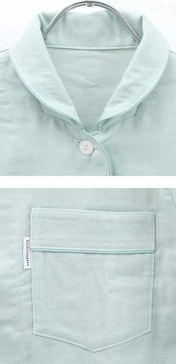 ワコール Wacoal 睡眠科学 シャツパジャマ 上下セット レディース 5分袖 半袖 前開き 2重ガーゼ 綿100％