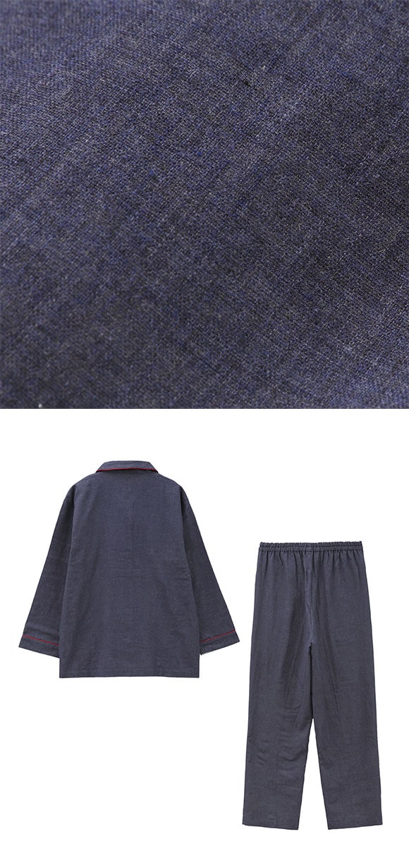 ワコール 睡眠科学 レディース 二重ガーゼ シャツパジャマ 長袖 デニム風 綿100％ ML Wacoal