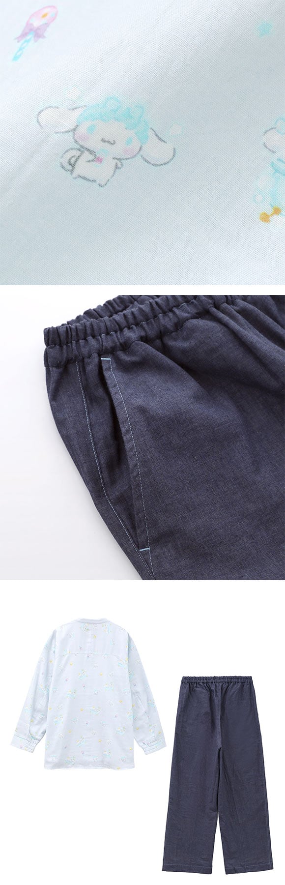 ワコール 睡眠科学 サンリオキャラクターズ 二重ガーゼ シャツパジャマ 綿100％ 長袖 レディース ML Wacoal