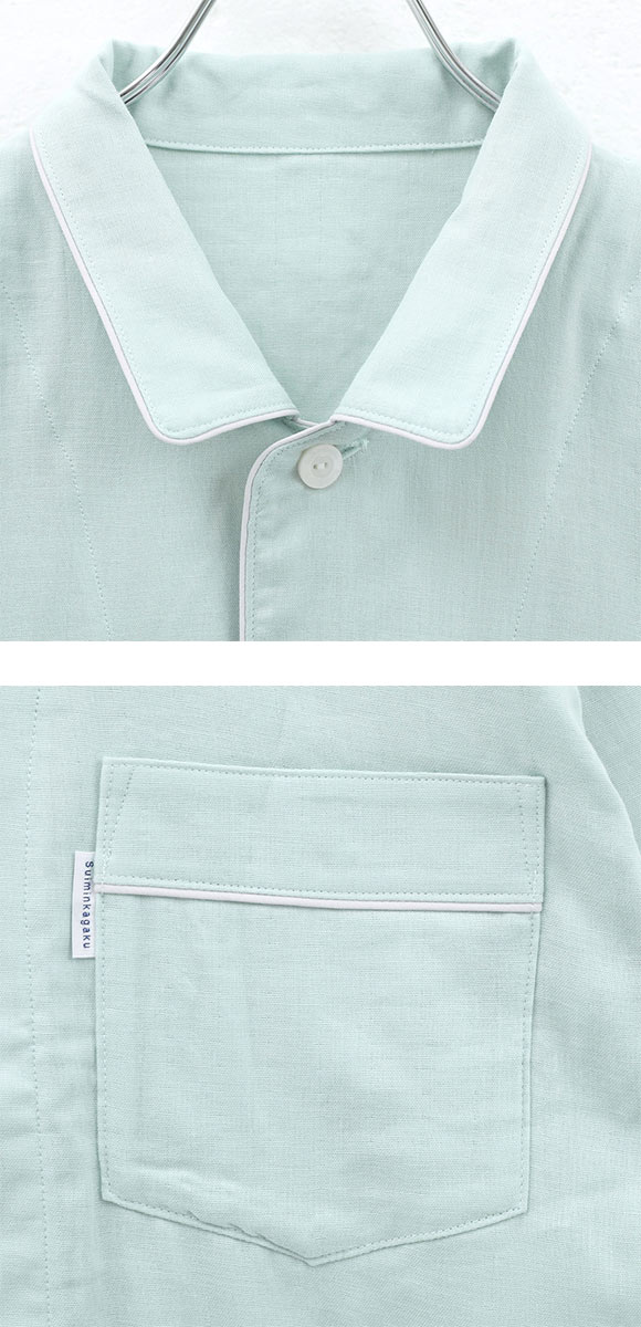 ワコール Wacoal 睡眠科学 シャツパジャマ 上下セット メンズ 5分袖 半袖 前開き 2重ガーゼ 綿100％