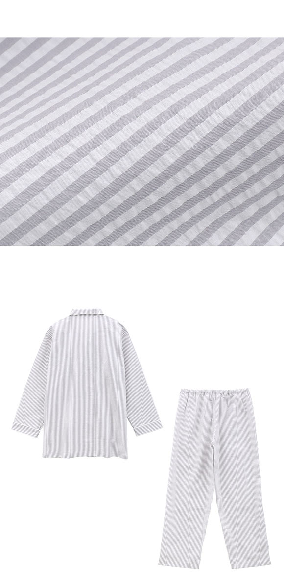 ワコール Wacoal 睡眠科学 メンズ ストライプ シャツパジャマ 綿100％ ルームウェア パジャマ 上下セット 長袖