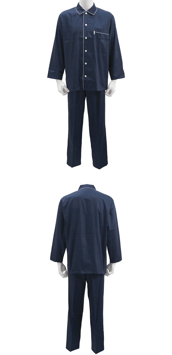 ワコール Wacoal 睡眠科学 メンズ 綿サテン シャツ パジャマ 長袖 上下セット 綿100％ コットン