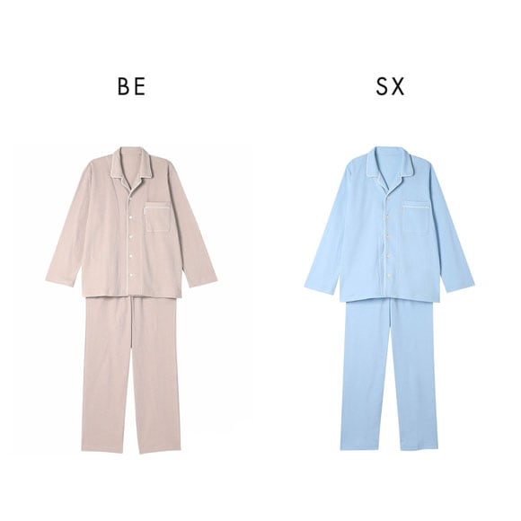 ワコール Wacoal 睡眠科学 メンズ なめらかでやわらかい天綿 シャツ パジャマ 長袖 上下セット 綿100％ コットン