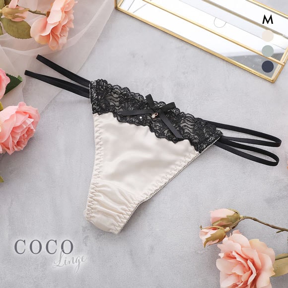ココランジェ クラシカルサテン Tバック ショーツ バックレース 単品 COCO Linge