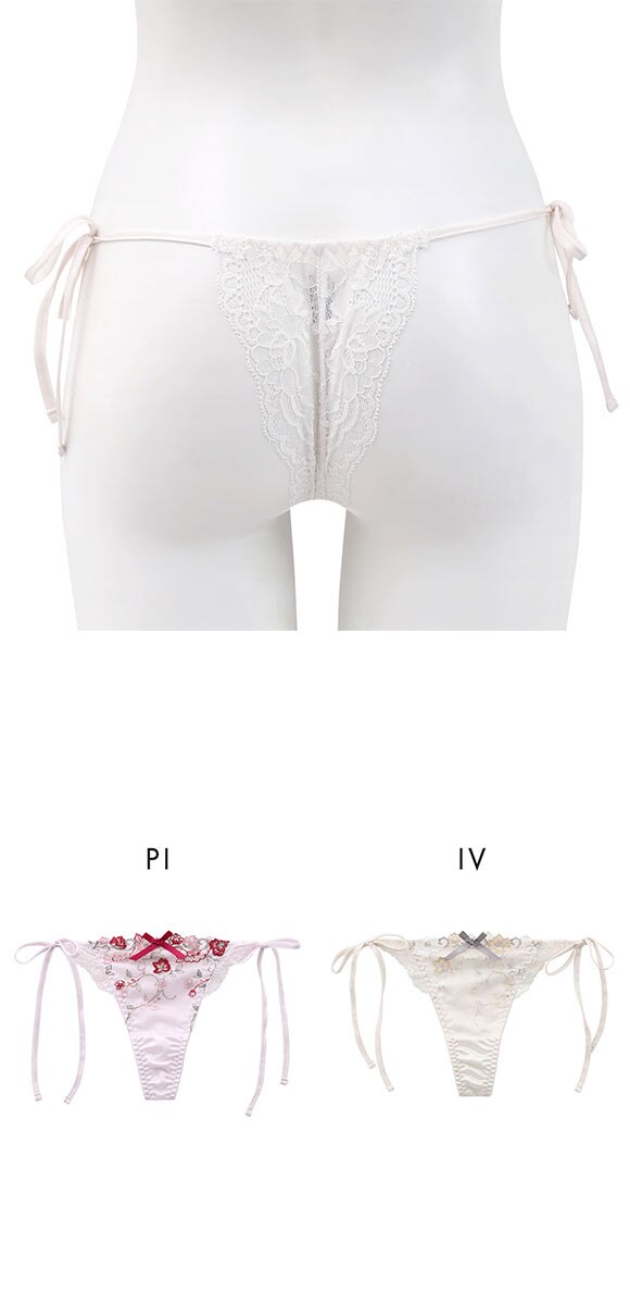 ココランジェ ガルデンブルーメ サイドリボン バックレース 総レース  Tバック ショーツ COCO Linge