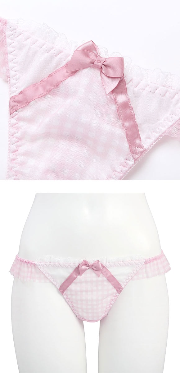 ココランジェ ガーリーギンガムチェック ショーツ Tバック 単品 M COCO Linge