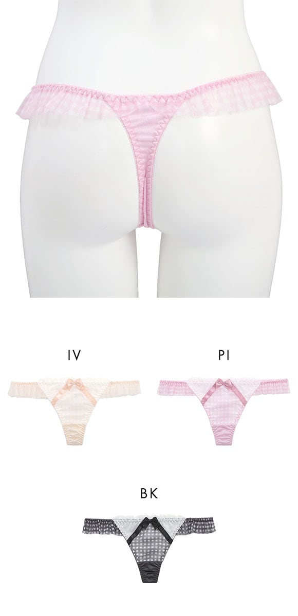 ココランジェ ガーリーギンガムチェック ショーツ Tバック 単品 M COCO Linge