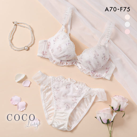 ココランジェ ファンシーローズレース ブラジャー ショーツ セット COCO Linge