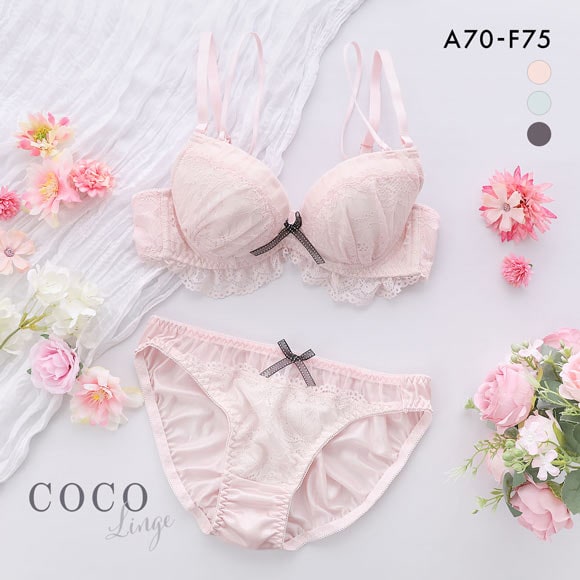 ココランジェ スモーキーフリルレース ブラジャー ショーツ セット レース COCO Linge