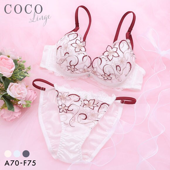 ココランジェ フローティングフラワーシャイン ブラジャー ショーツ セット ストリング COCO Linge