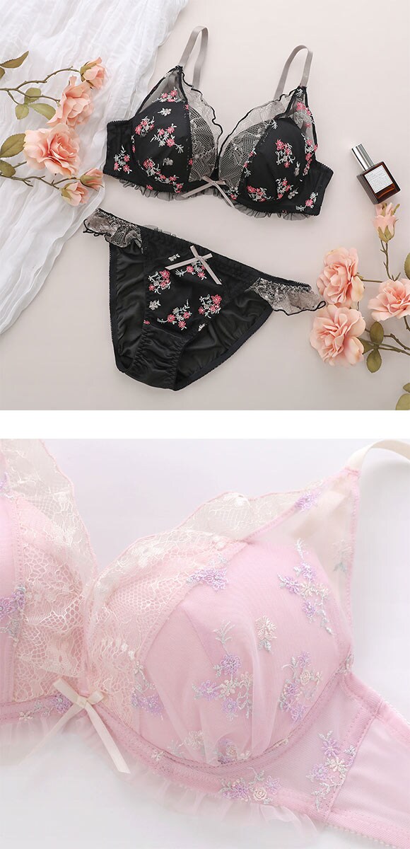 ココランジェ プチフラワーメロー ブラジャー ショーツ セット COCO Linge 大きいサイズ