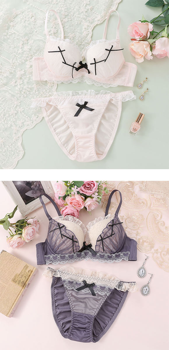 ココランジェ シアーシャーリングリボン ブラジャー ショーツ セット COCO Linge 大きいサイズ