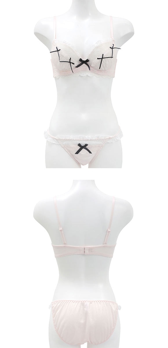 ココランジェ シアーシャーリングリボン ブラジャー ショーツ セット COCO Linge 大きいサイズ