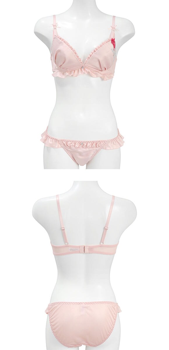 ココランジェ サテンローズアップリケ ブラジャー ショーツ セット COCO Linge