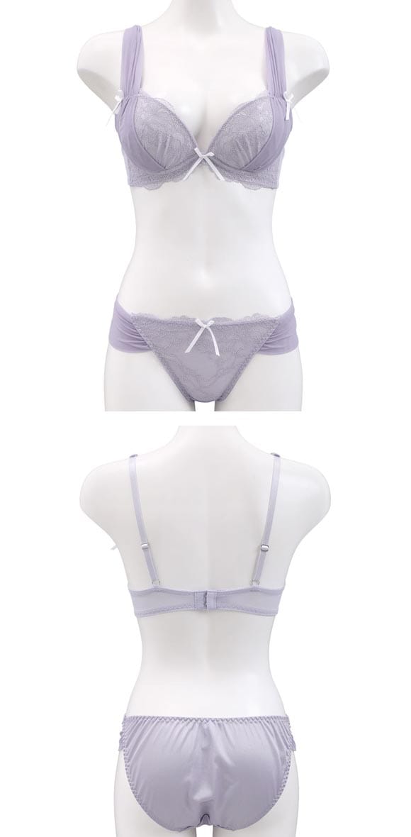 ココランジェ シアーチュールドレープ 神盛 モールド ブラジャー ショーツ セット 谷間 バックレース COCO Linge