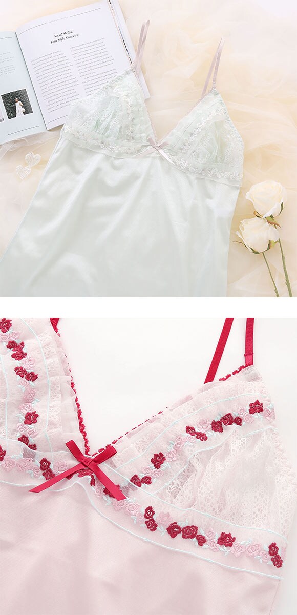 ココランジェ プティフラワーリボン スリップ 75cm ランジェリー COCO Linge