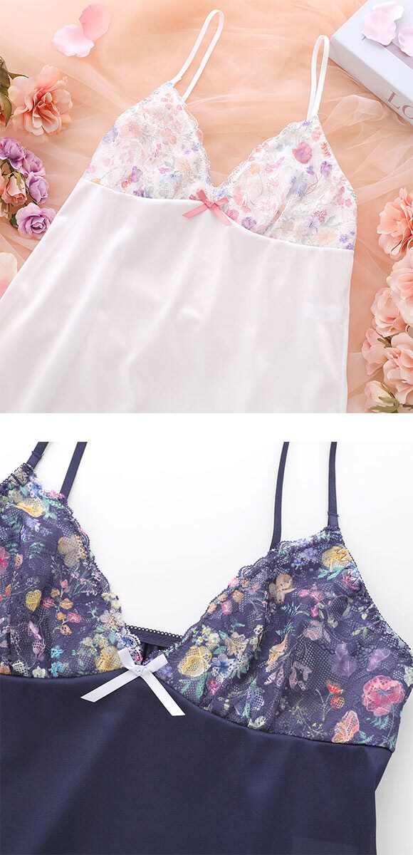 ココランジェ ブルーミングヴェール スリップ ロングキャミソール ランジェリー 単品 COCO Linge