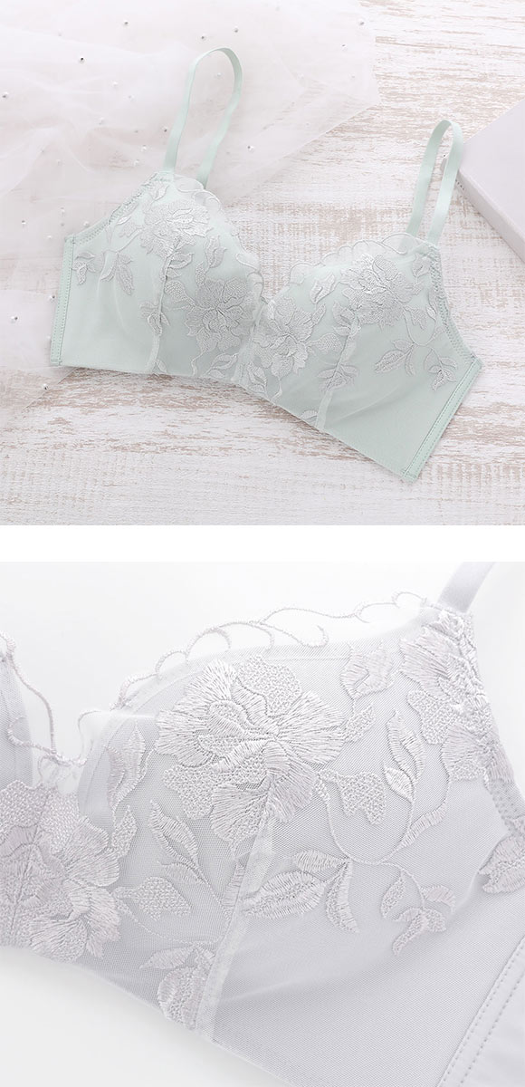 ココランジェ ふわふわカップ ノンワイヤー ブラジャー レースタイプ 脇高 モールドカップ COCO Linge