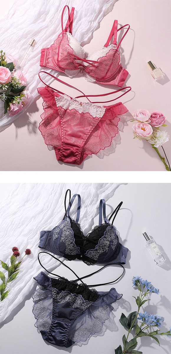 ココランジェ COCO Linge セクシーローズ ブラジャー ショーツ セット SHIROHATO別注 谷間 バックレース