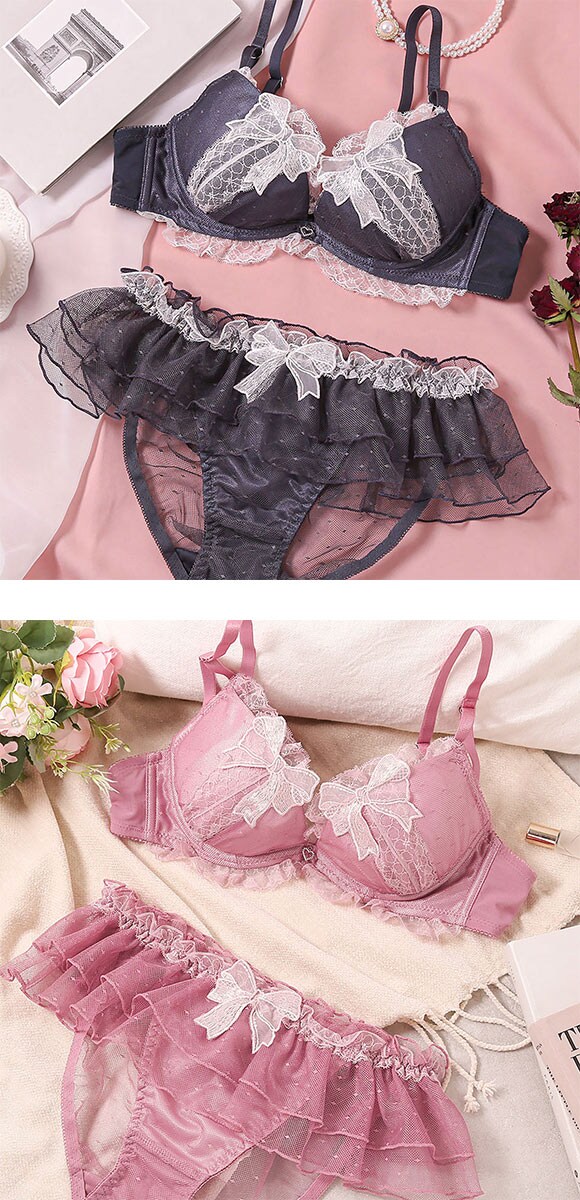 ココランジェ ガーリードットリボン ブラジャー ショーツ セット SHIROHATO別注 谷間 バックレース COCO Linge