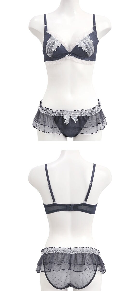 ココランジェ ガーリードットリボン ブラジャー ショーツ セット SHIROHATO別注 谷間 バックレース COCO Linge