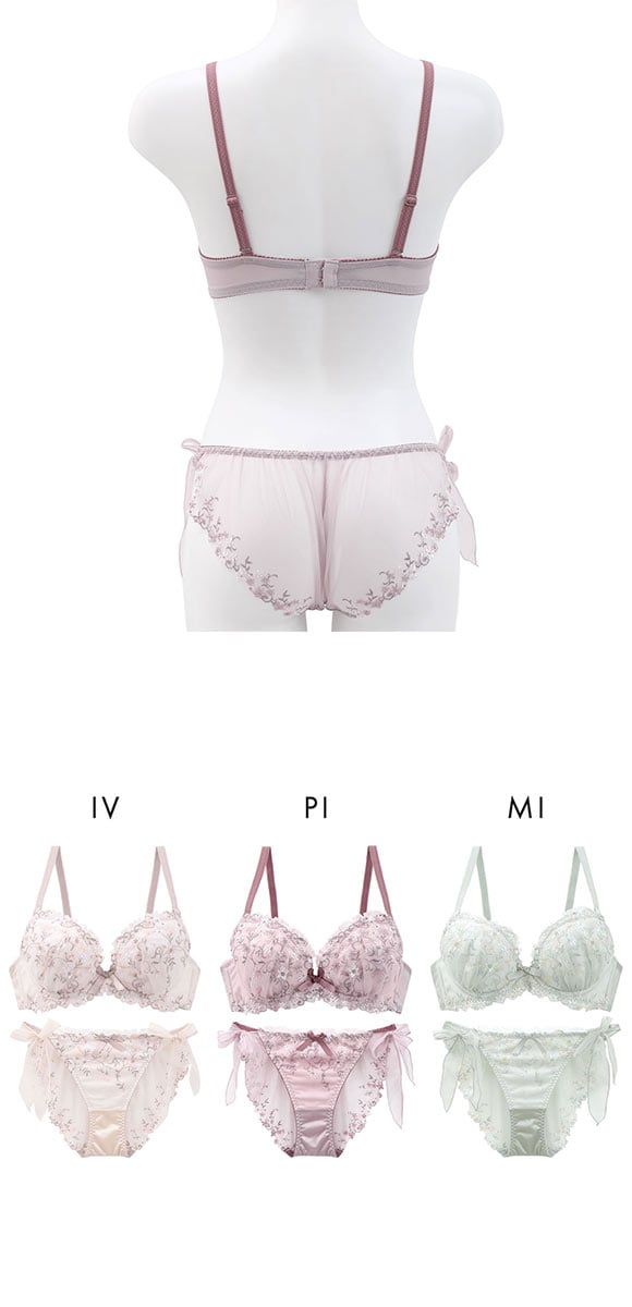 ココランジェ プッチフルールガーデン ブラジャー ショーツ セット SHIROHATO別注 サイドリボン バックレース COCO Linge 大きいサイズ