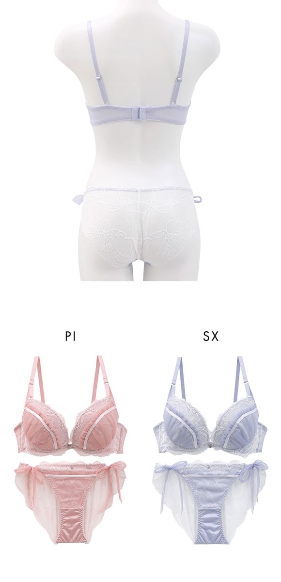 ココランジェ グラマラスミニョンヌ ブラジャー ショーツ セット バックレース サイドリボン COCO Linge 大きいサイズ