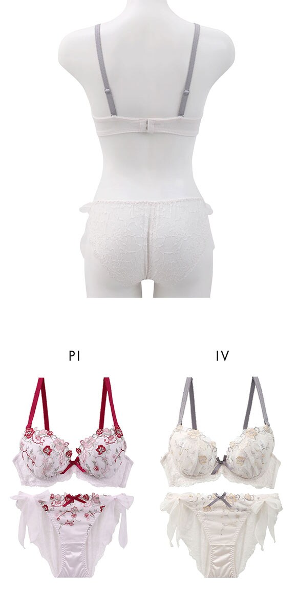 ココランジェ ガルデンブルーメ ブラジャー サイドリボン ショーツ セット 総レース SHIROHATO別注 バックレース COCO Linge 大きいサイズ