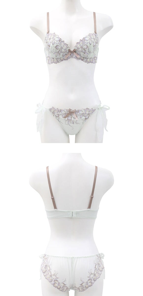 ココランジェ フラワーエッセンス ブラジャー ショーツ セット SHIROHATO別注 谷間 サイドリボン バックレース COCO Linge