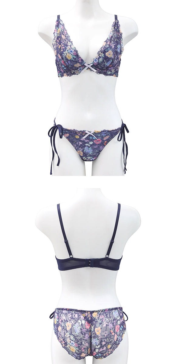 ココランジェ ブルーミングヴェール ブラジャー ショーツ セット 総レース SHIROHATO別注 バックレース サイドリボン COCO Linge