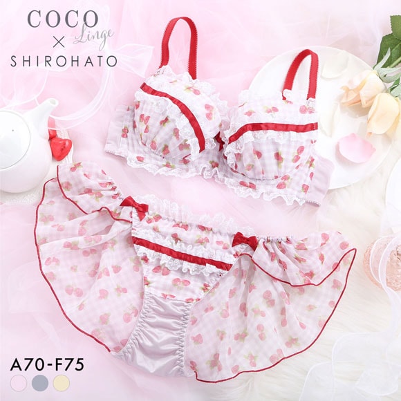 ココランジェ ガーリースウィートストロベリー ブラジャー フレア ショーツ セット SHIROHATO別注 COCO Linge