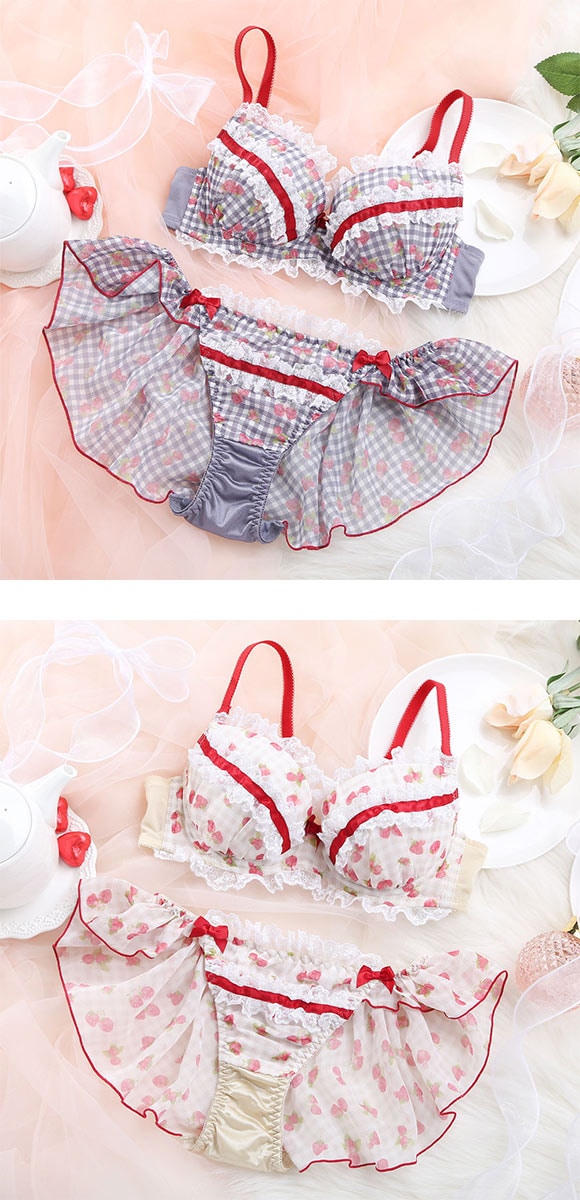 ココランジェ ガーリースウィートストロベリー ブラジャー フレア ショーツ セット SHIROHATO別注 COCO Linge