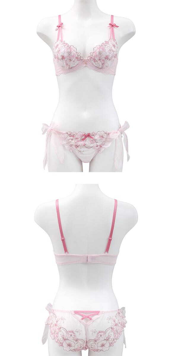 ココランジェ ブリリアントパンジー ブラジャー ショーツ セット SHIROHATO別注 谷間 サイドリボン バックレース COCO Linge