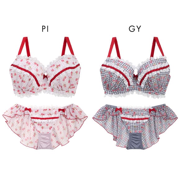 ココランジェ ガーリースウィートストロベリー ブラジャー フレア ショーツ セット 大きいサイズ SHIROHATO別注 GHI COCO Linge