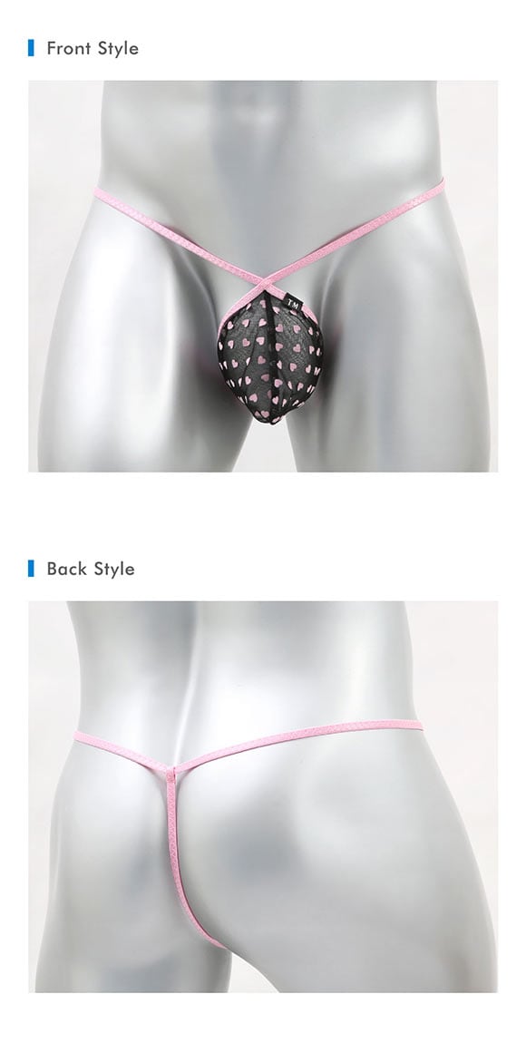 ティーエム コレクション ハート柄パワーネット フロントポーチ Gストリング M メンズ Tバック G-STRING ビキ二 TM collection